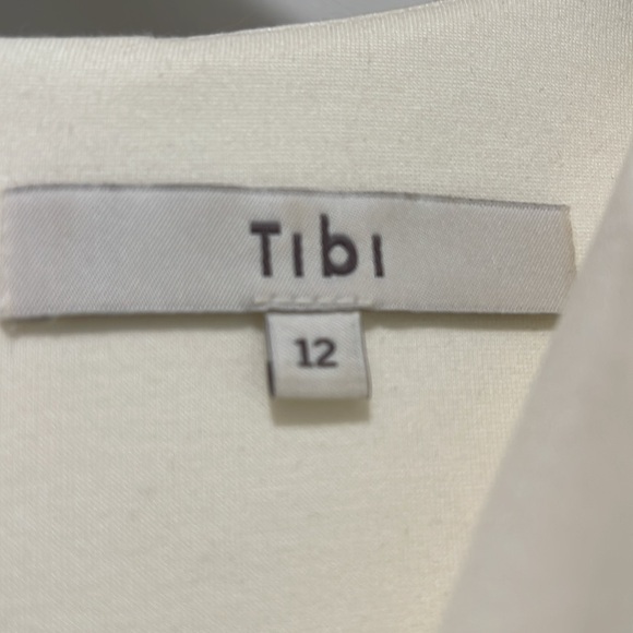 TIBI Women's Solid White Long Sleeve V-Neck Stretch Knit Midi dress - Picture 5 of 8